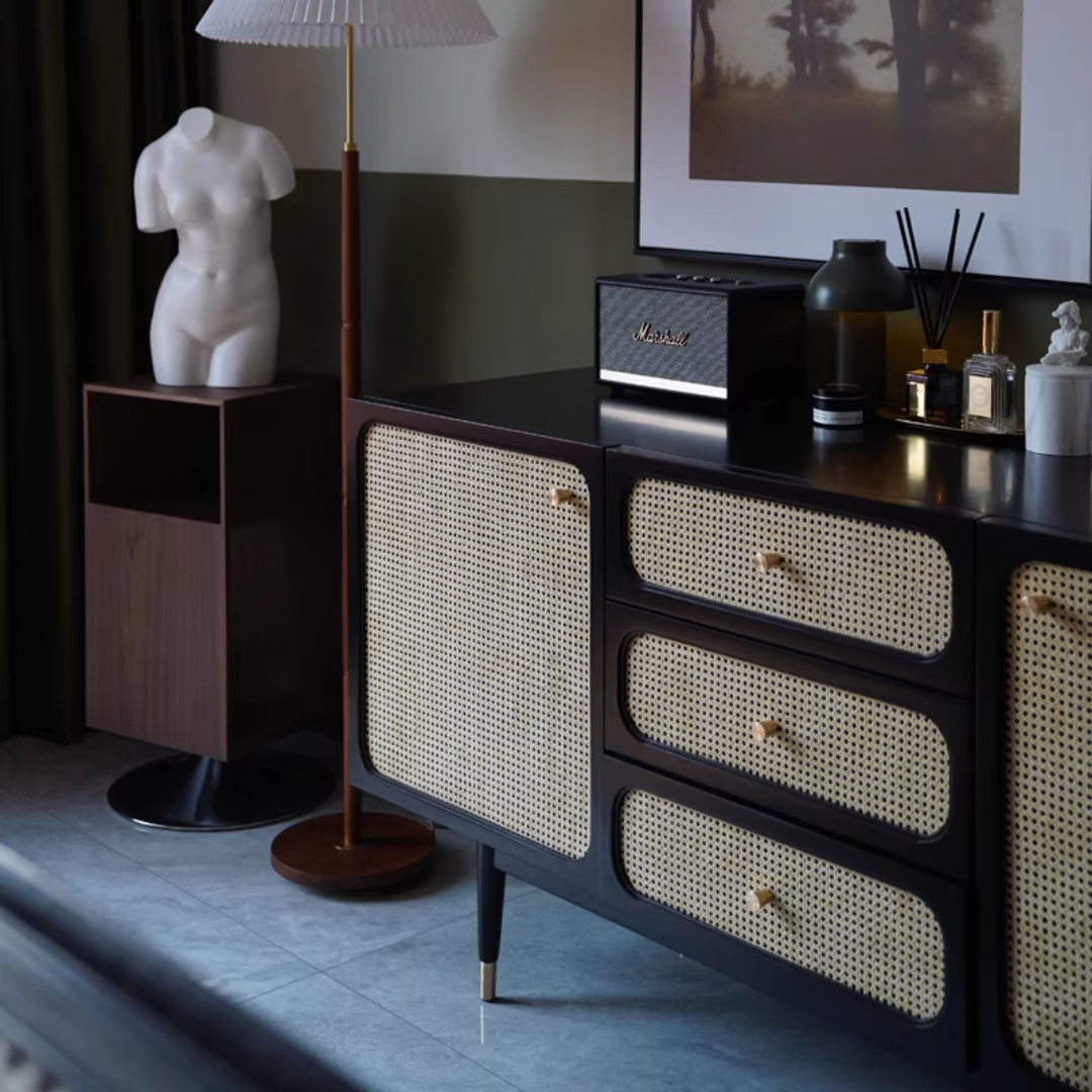 KENTA Rattan Solid Wood Sideboard