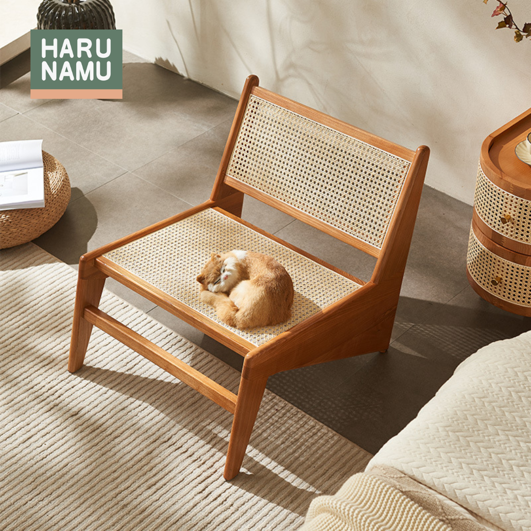 KUTSUROGU Solid Wood Rattan Lounge Chair