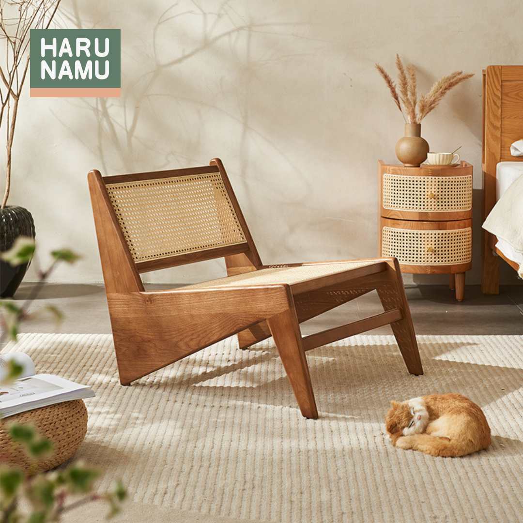 KUTSUROGU Solid Wood Rattan Lounge Chair
