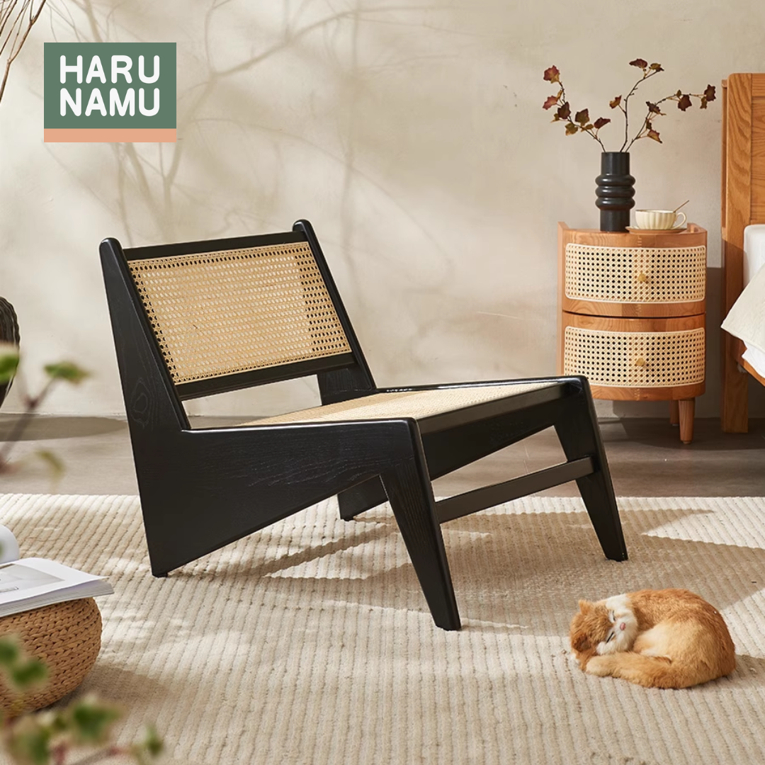 KUTSUROGU Solid Wood Rattan Lounge Chair