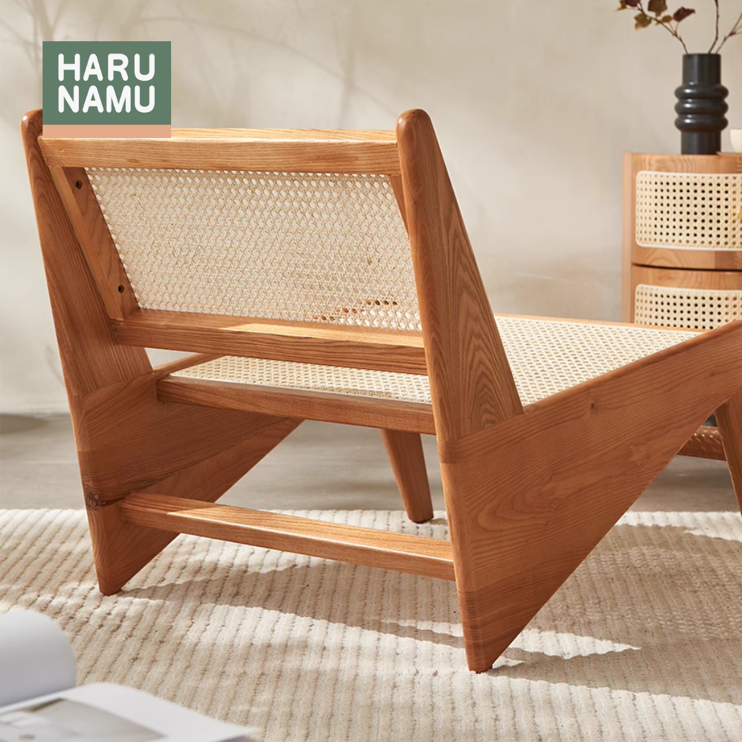 KUTSUROGU Solid Wood Rattan Lounge Chair