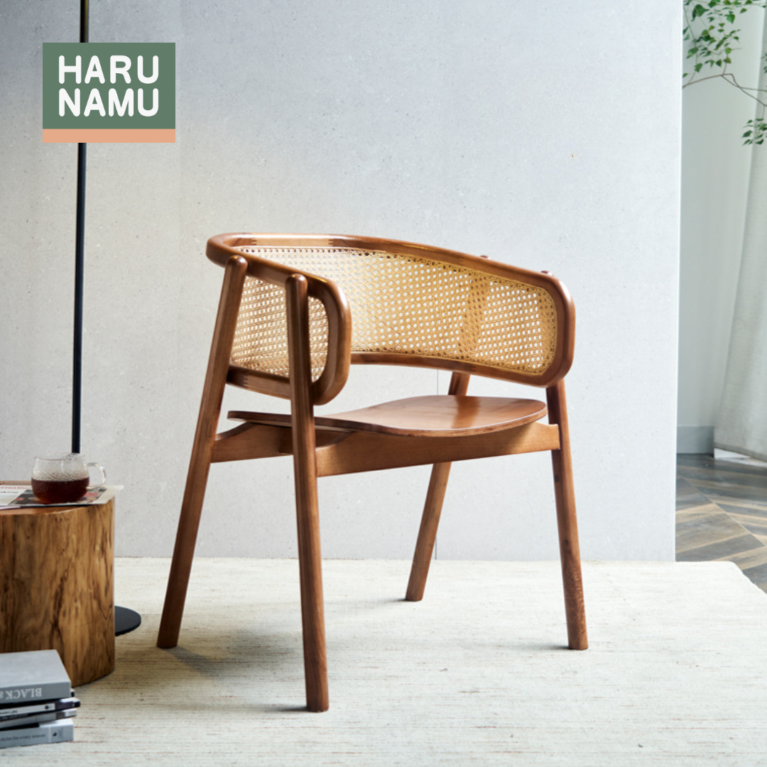 SHIZUKESA Solid Wood Rattan Chair