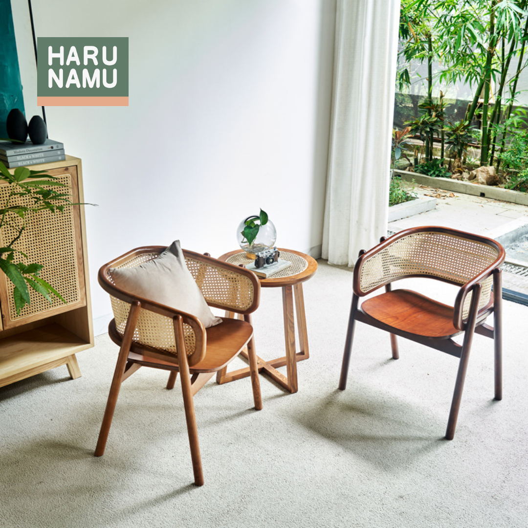 SHIZUKESA Solid Wood Rattan Chair