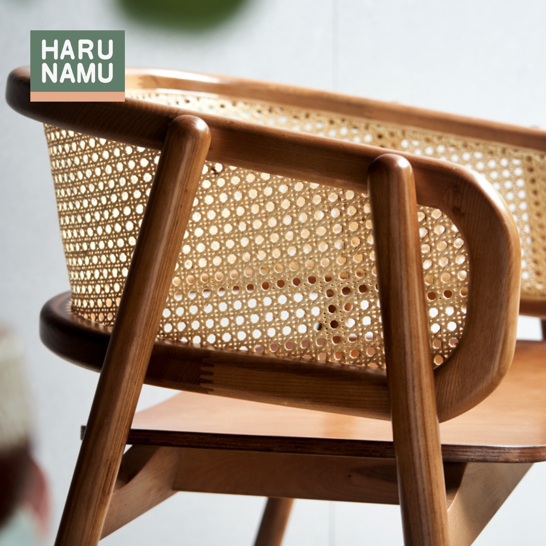 SHIZUKESA Solid Wood Rattan Chair