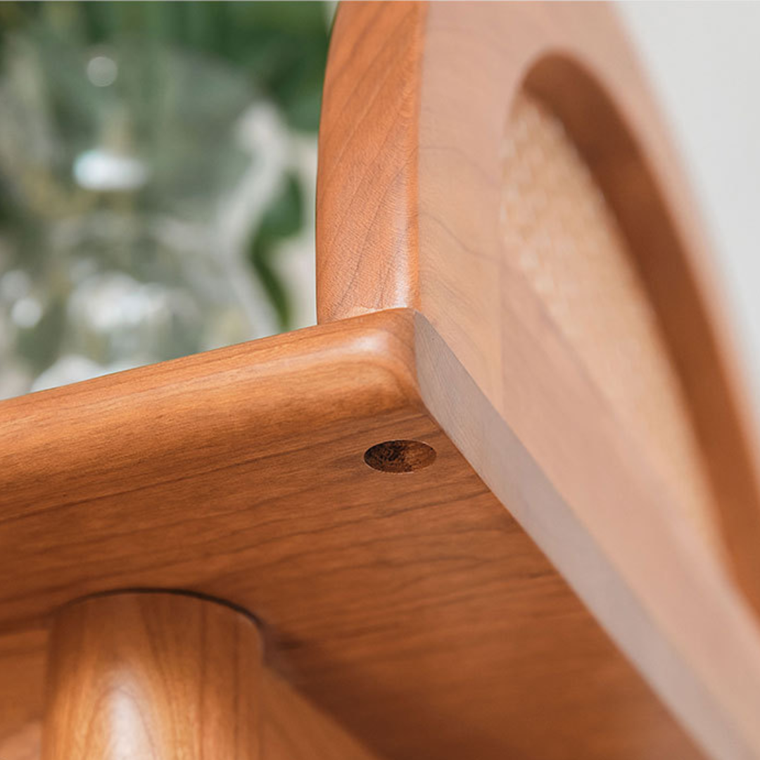 YUZUKI Solid Wood Rattan Bar Table