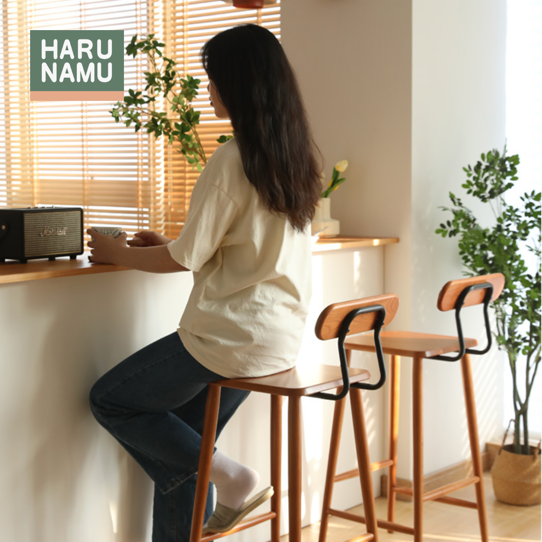 KENJI Solid Wood Bar Stool