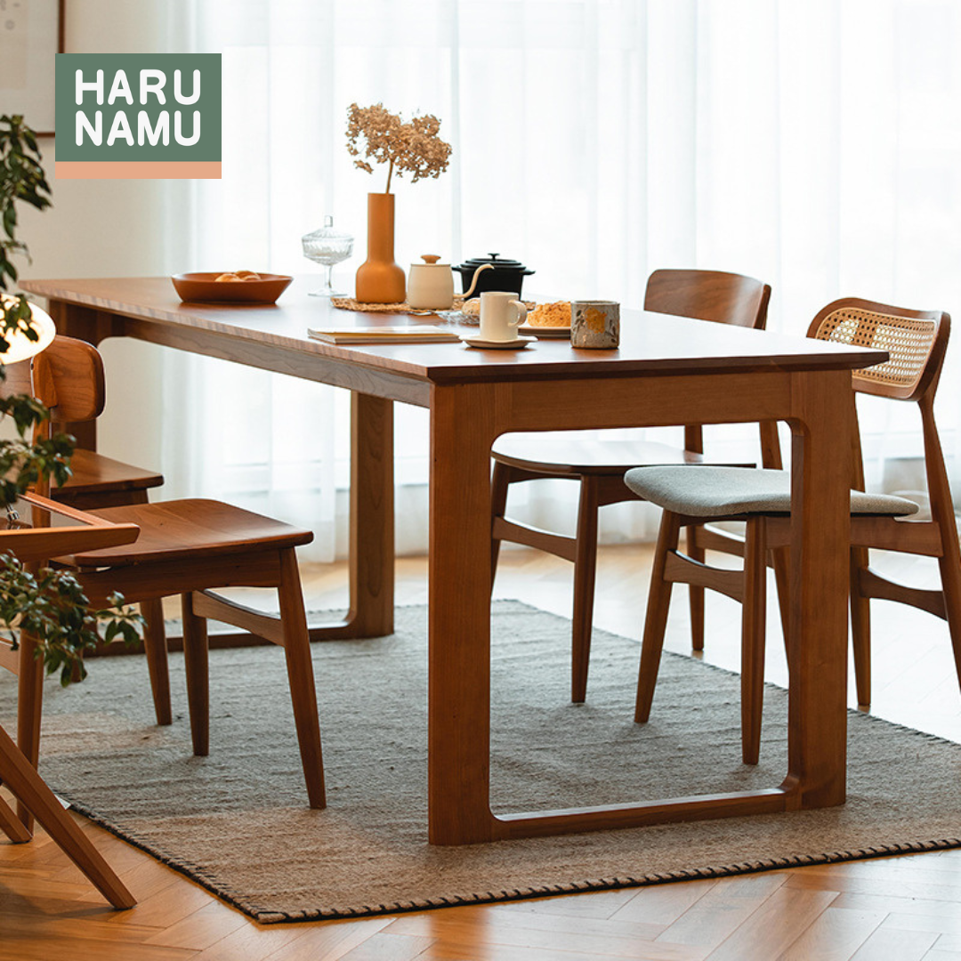 YŪDAINA Solid Wood Dining Table Angled View