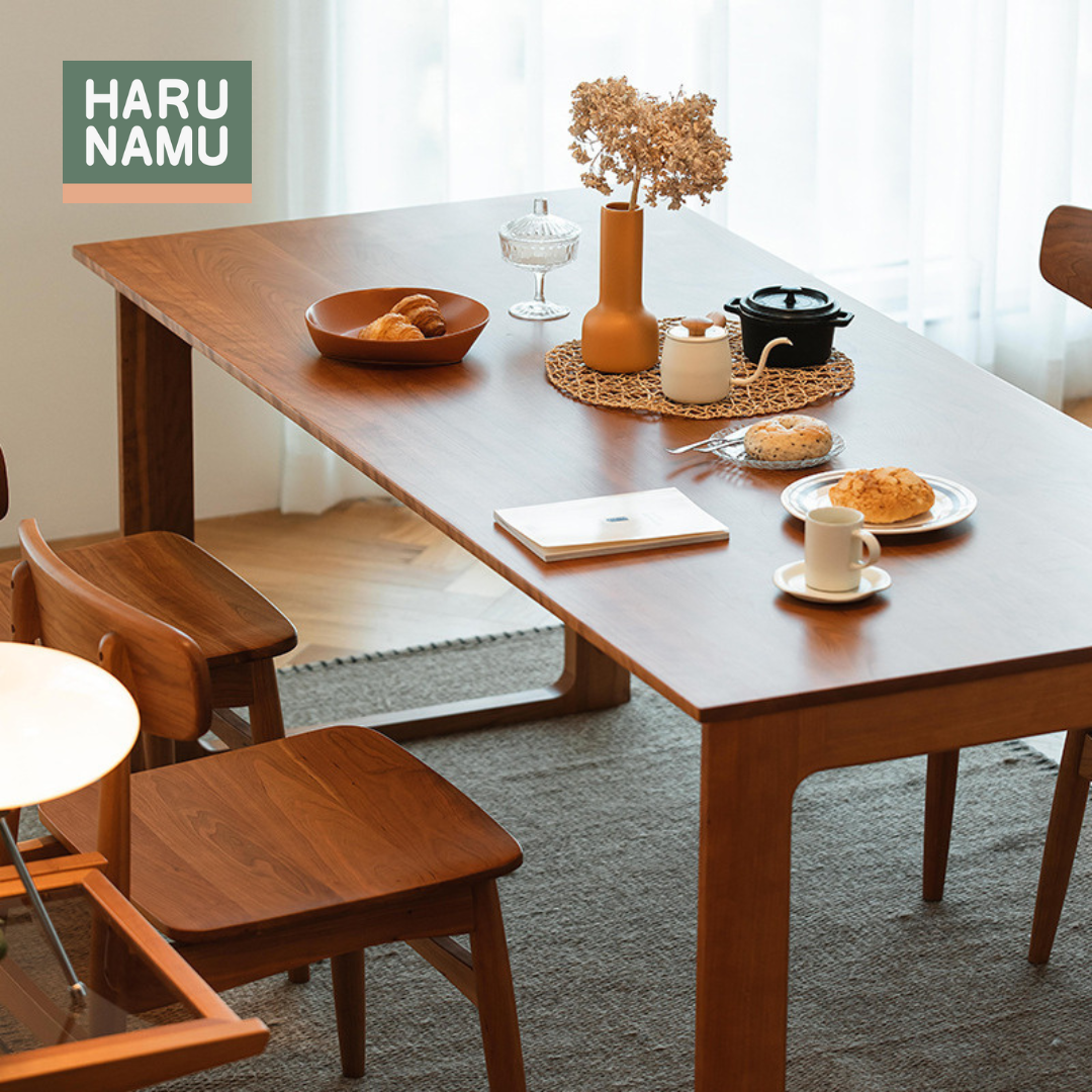 YŪDAINA Solid Wood Dining Table Top View