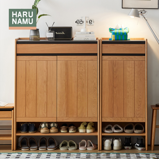 YUUKI Solid Wood Stone Tabletop Shoe Cabinet