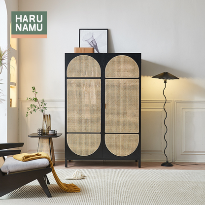 IZANAMI Solid Wood Rattan Wardrobe