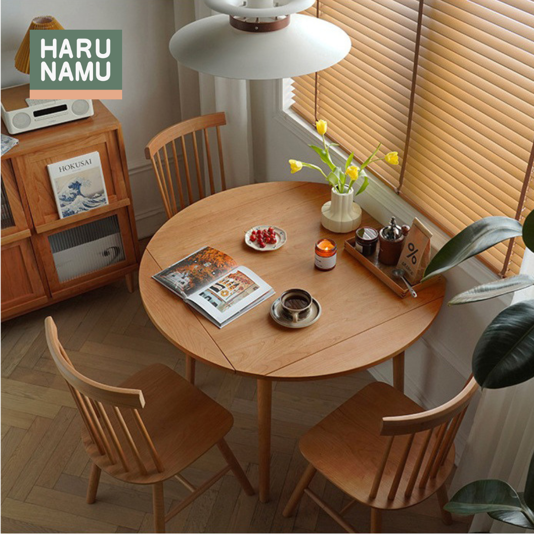 HIROGERU Solid Wood Extendable Table