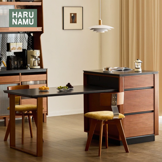 YOSHINORI Solid Wood Dining Table with Kitchen Island