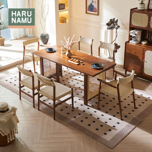 TAKAHIRO Solid Wood Rattan Table