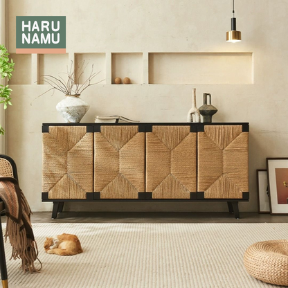 HIRARI Rattan Solid Wood Sideboard