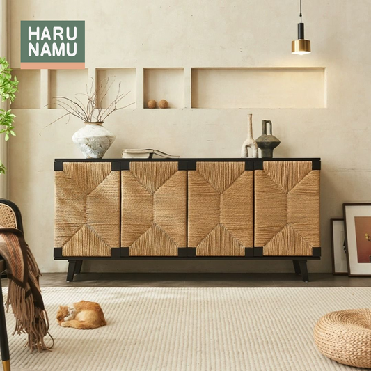 HIRARI Rattan Solid Wood Sideboard