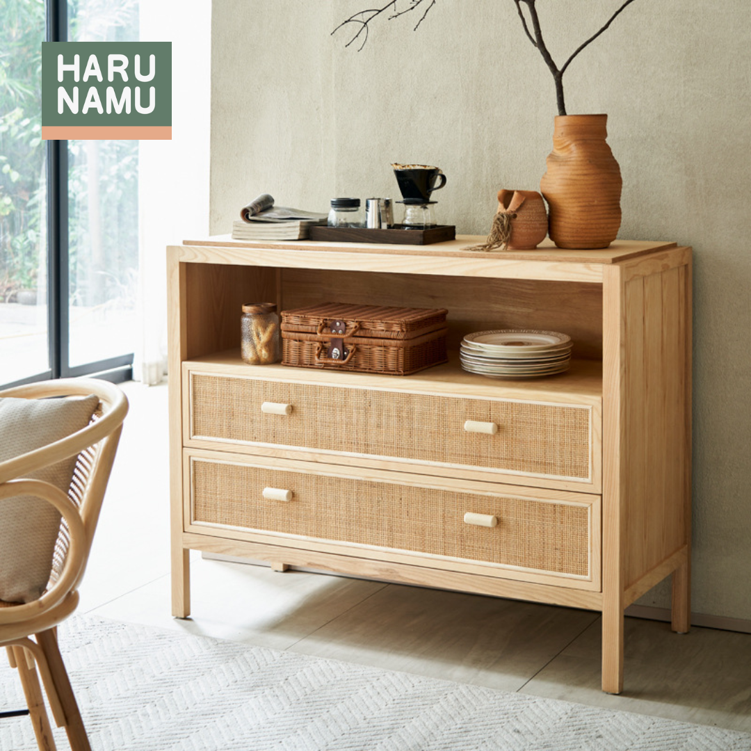 YUNA Solid Wood Rattan Drawer