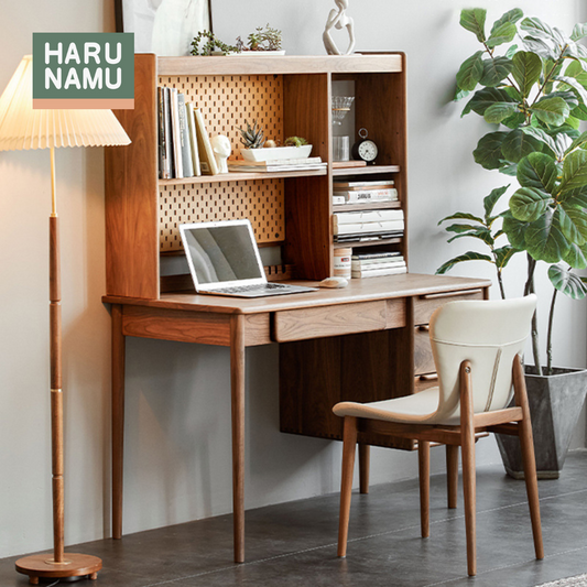 NOBURU Solid Wood Study Table and Shelf