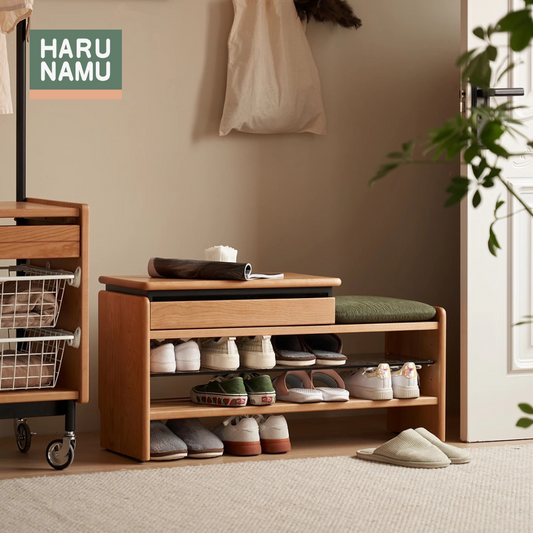 KAZUMIKO Solid Wood Shoe Bench