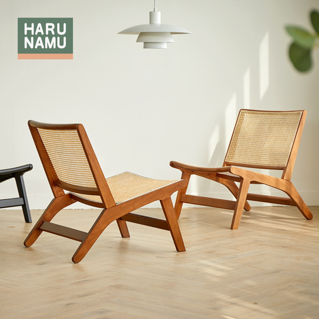 SOYOKAZE Solid Wood Rattan Lounge Chair