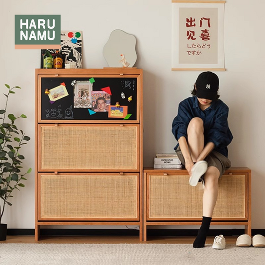KAORI Rattan Solid Wood Shoe Cabinet