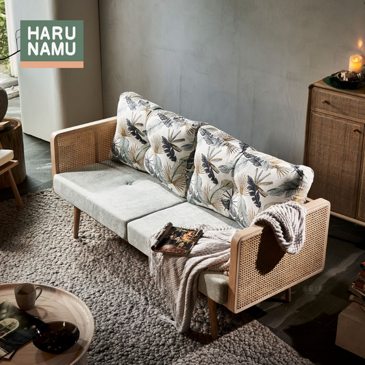 YUTAKA Solid Wood Rattan Sofa