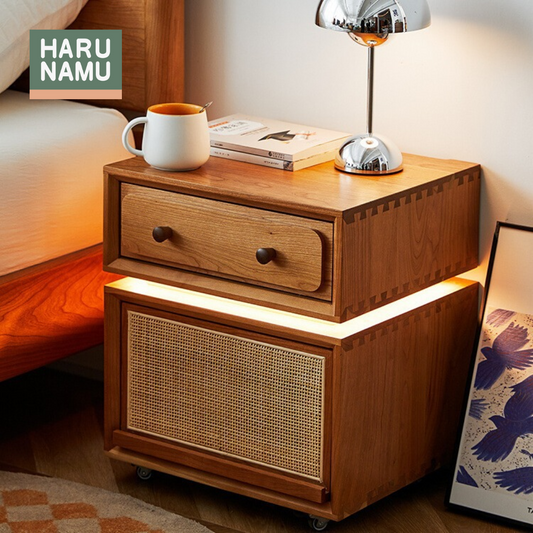 AKIO Solid Wood Bedside Cabinet
