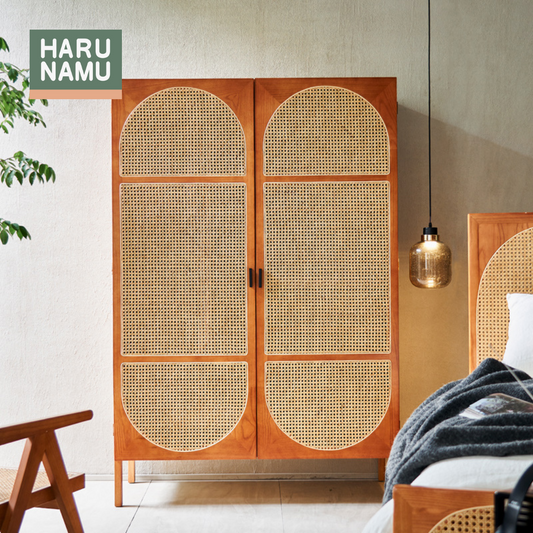 IZANAMI Solid Wood Rattan Wardrobe