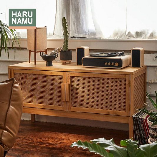 KAMORI Rattan Solid Wood Sideboard