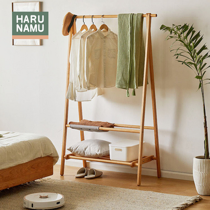 SHIZEN Solid Wood Foldable Clothes Rack