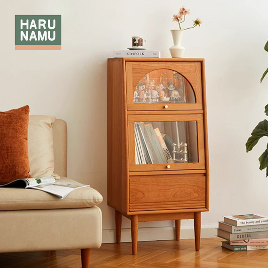 AKIKO Solid Wood LED Light Display Cabinet