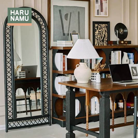 SERI Ebony Black Rattan Mirror
