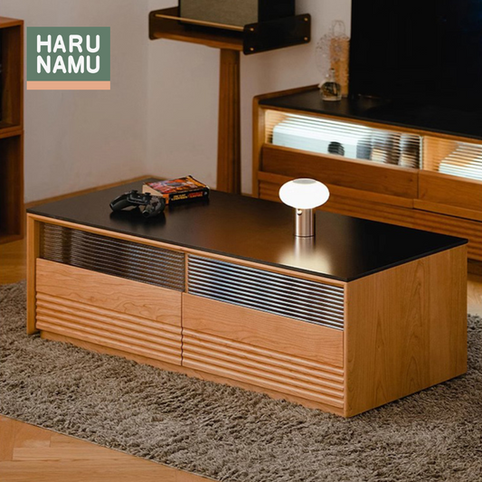 KAGEYOSHI Solid Wood Black Stone Coffee Table