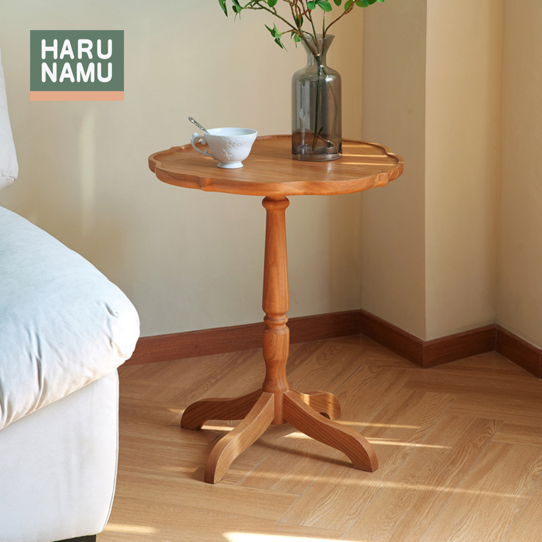 MISAKI Solid Wood Flower Side Table