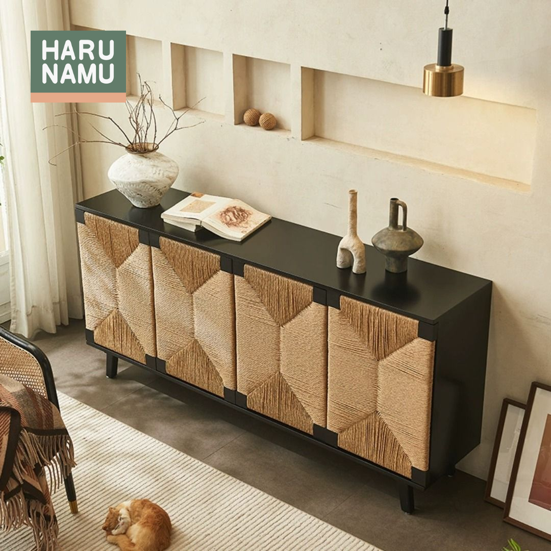 HIRARI Rattan Solid Wood Sideboard