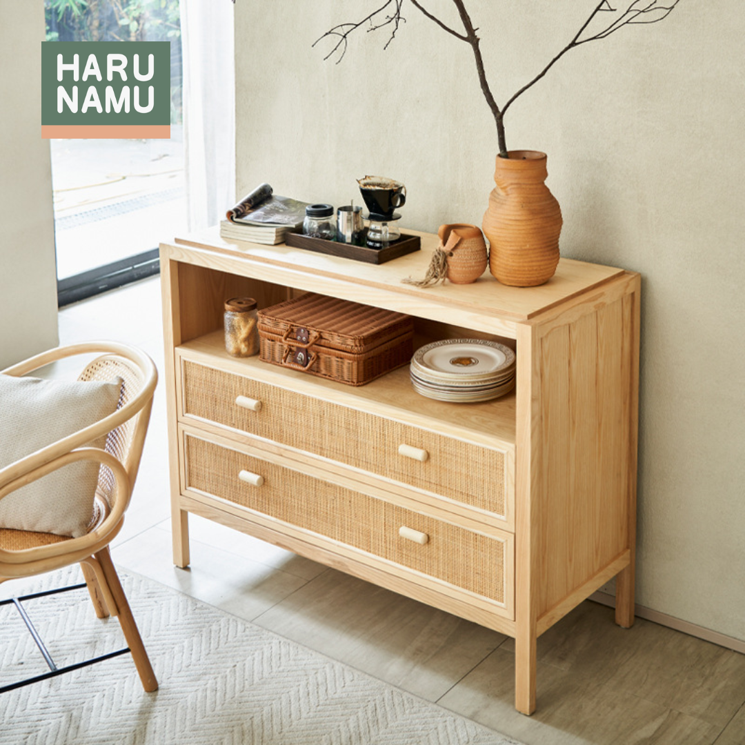 YUNA Solid Wood Rattan Drawer