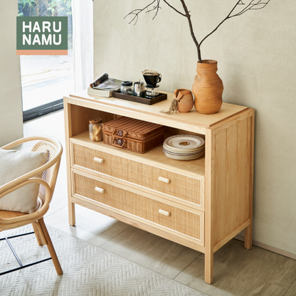 YUNA Solid Wood Rattan Drawer
