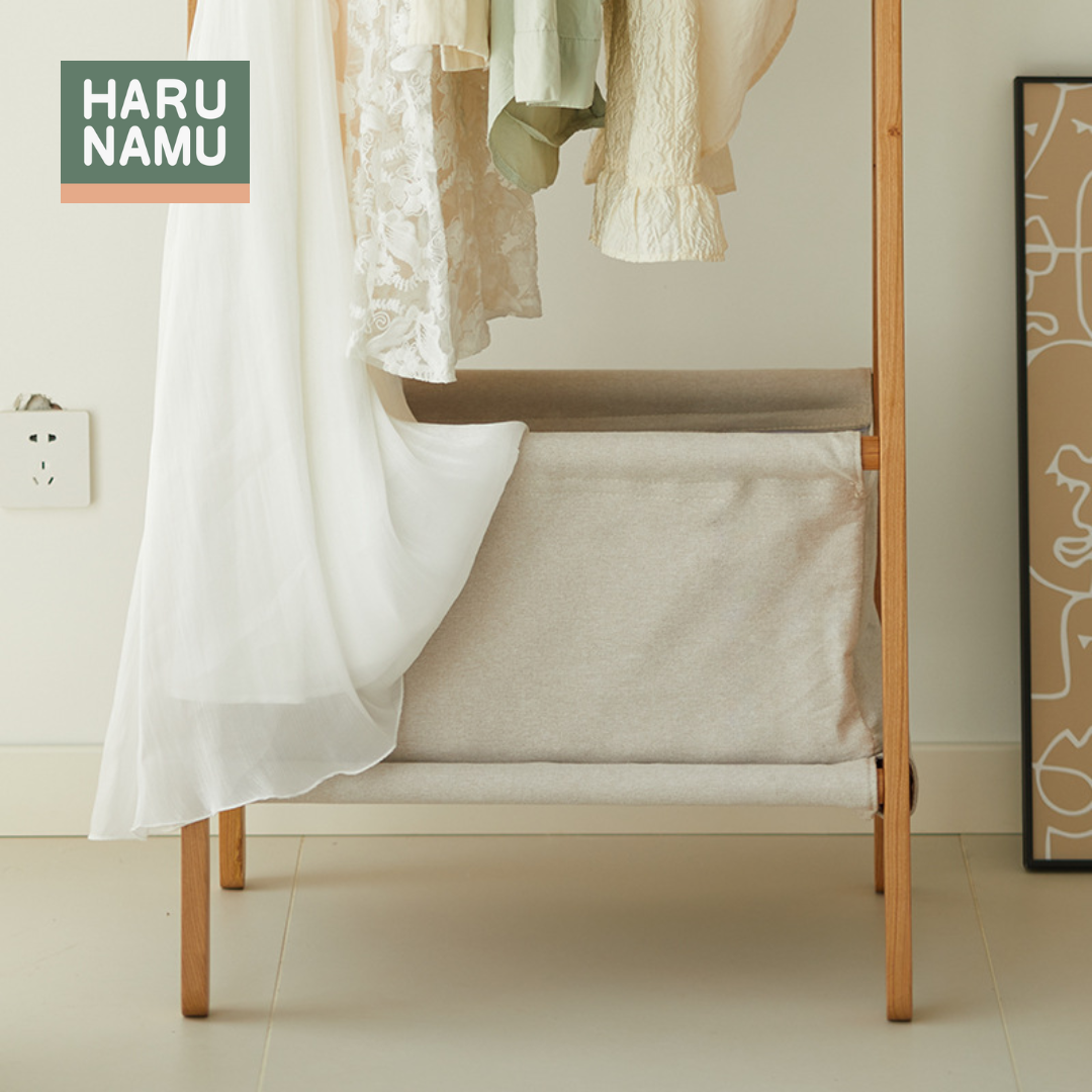HIDEHISA Solid Wood Grooved Clothes Rack