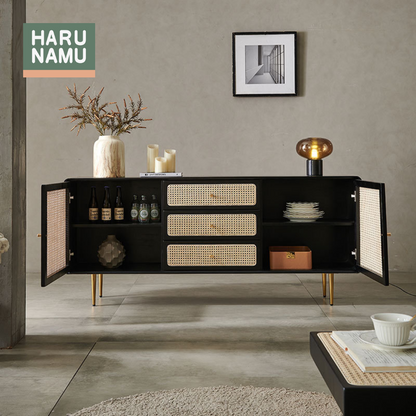 KENTA Rattan Solid Wood Sideboard