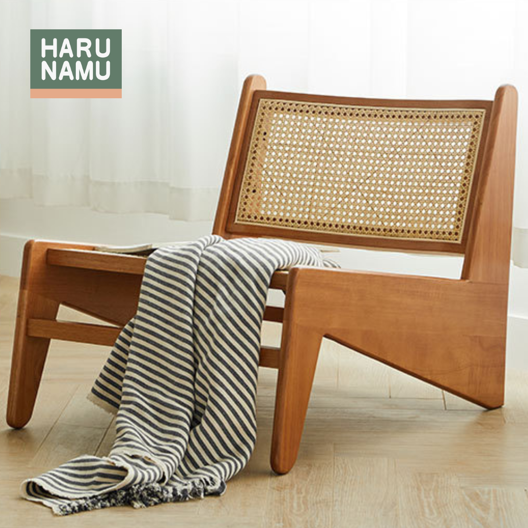 KUTSUROGU Solid Wood Rattan Lounge Chair