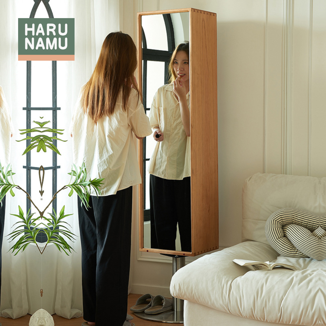 HIROYUKI Solid Wood Rotating Mirror Cabinet