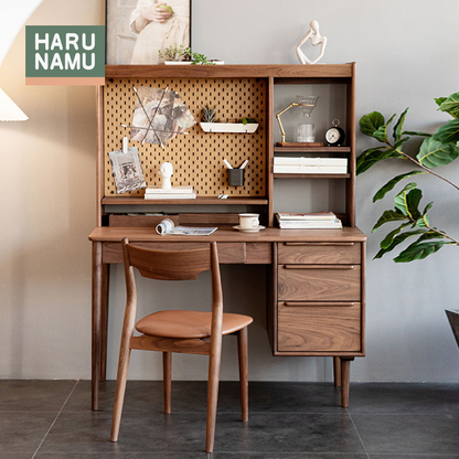 NOBURU Solid Wood Study Table and Shelf