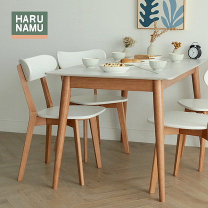 FURIKOMERU White Stone Solid Wood Dining Table