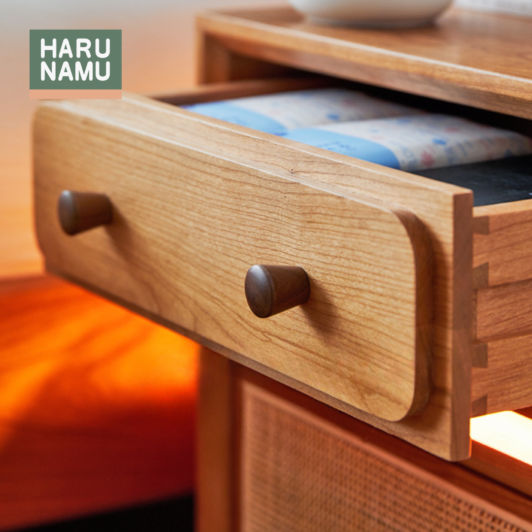 AKIO Solid Wood Bedside Cabinet