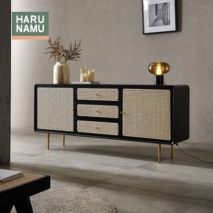 KENTA Rattan Solid Wood Sideboard