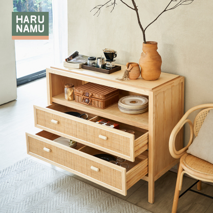 YUNA Solid Wood Rattan Drawer