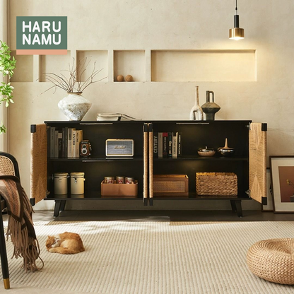 HIRARI Rattan Solid Wood Sideboard
