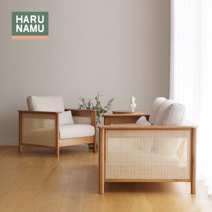 HIROKI Rattan Solid Wood Sofa