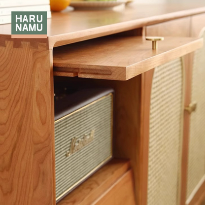 NAMIYA Solid Wood Rattan Sideboard Cabinet