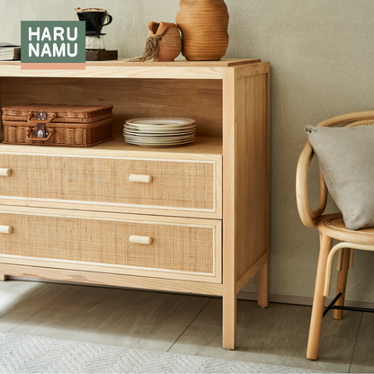 YUNA Solid Wood Rattan Drawer