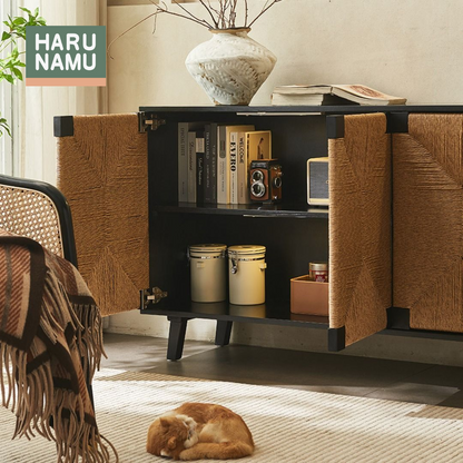 HIRARI Rattan Solid Wood Sideboard